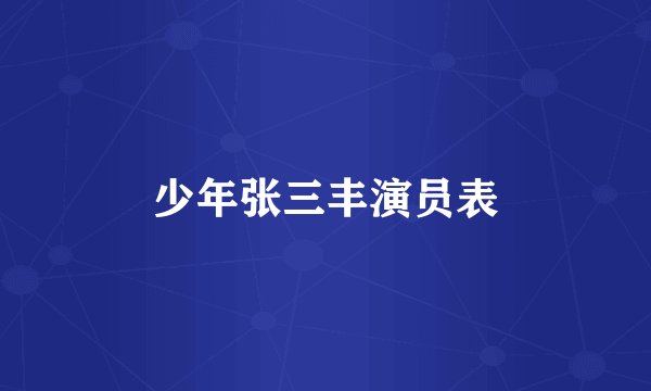 少年张三丰演员表