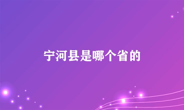 宁河县是哪个省的
