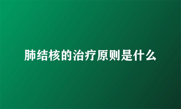 肺结核的治疗原则是什么