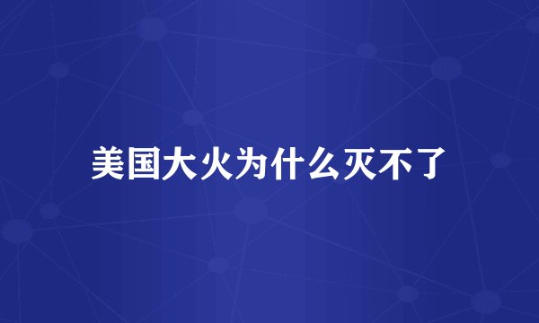美国大火为什么灭不了