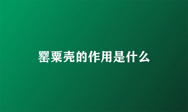罂粟壳的作用是什么