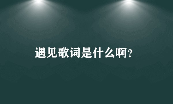 遇见歌词是什么啊?