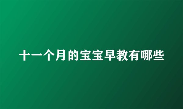 十一个月的宝宝早教有哪些