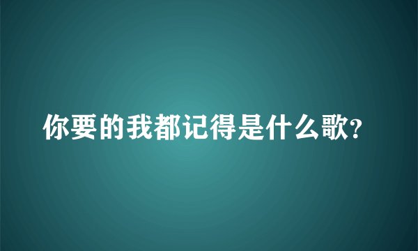 你要的我都记得是什么歌？