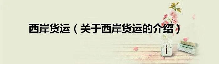西岸货运（关于西岸货运的介绍）