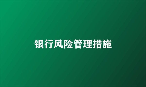 银行风险管理措施