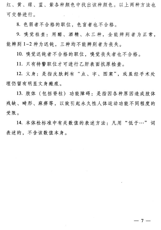 2021公务员录用体检特殊标准（试行）