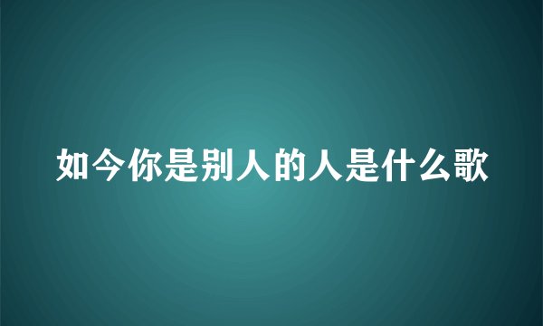 如今你是别人的人是什么歌