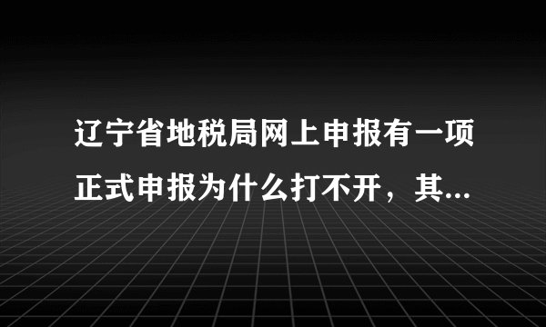 辽宁省地税局网上申报有一项正式申报为什么打不开，其他项都能打开