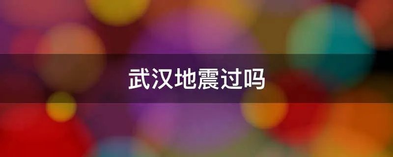 武汉地震过吗