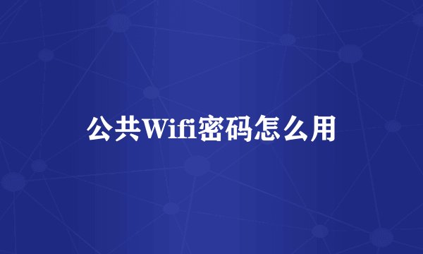 公共Wifi密码怎么用