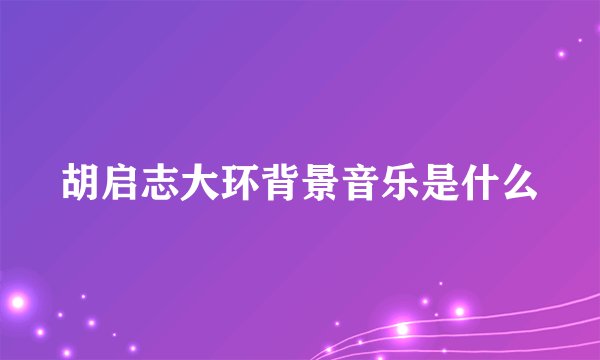 胡启志大环背景音乐是什么