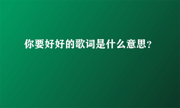 你要好好的歌词是什么意思？