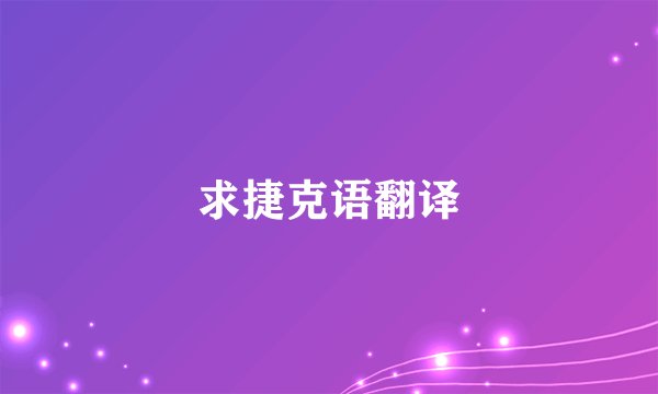 求捷克语翻译