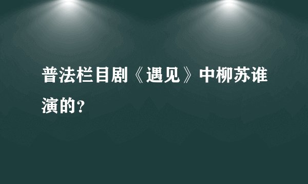 普法栏目剧《遇见》中柳苏谁演的？