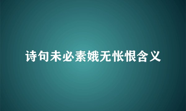 诗句未必素娥无怅恨含义