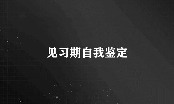 见习期自我鉴定