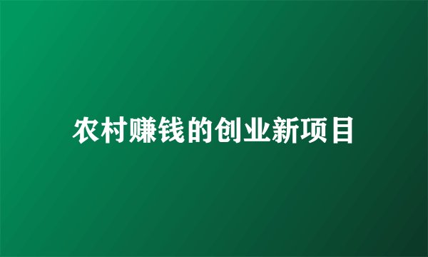农村赚钱的创业新项目
