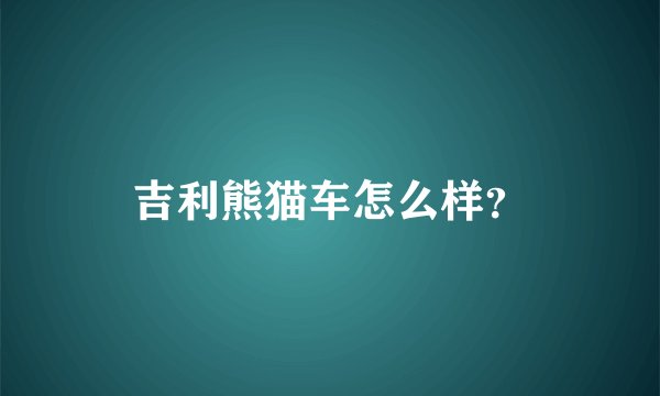 吉利熊猫车怎么样？