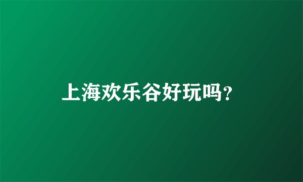 上海欢乐谷好玩吗？