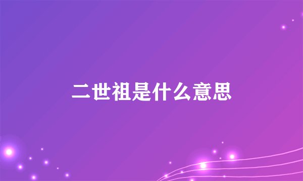 二世祖是什么意思
