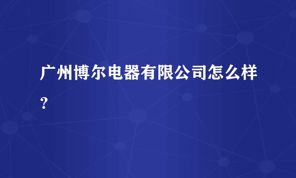 广州博尔电器有限公司怎么样？