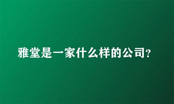 雅堂是一家什么样的公司？