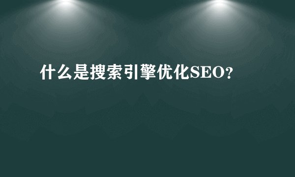 什么是搜索引擎优化SEO？