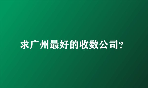 求广州最好的收数公司？