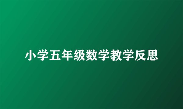 小学五年级数学教学反思
