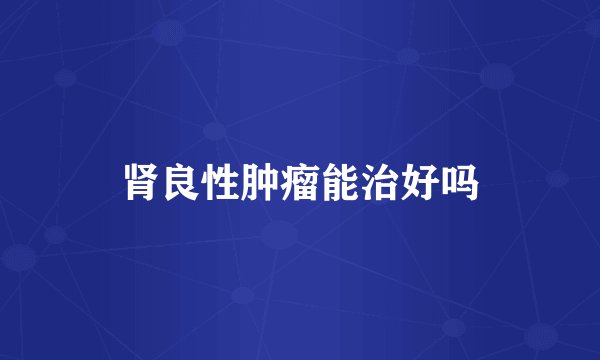 肾良性肿瘤能治好吗