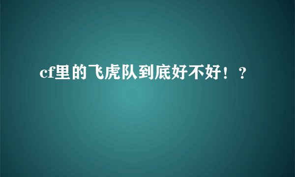 cf里的飞虎队到底好不好！？