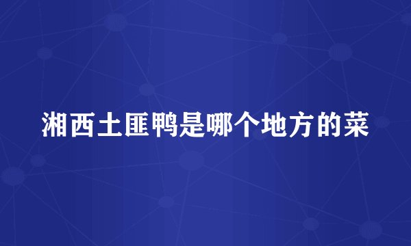 湘西土匪鸭是哪个地方的菜