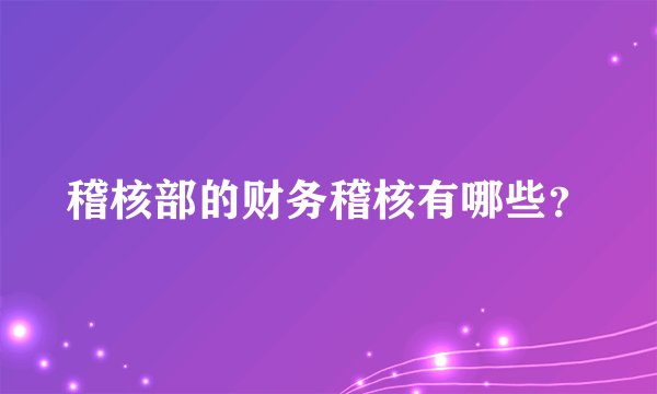 稽核部的财务稽核有哪些？