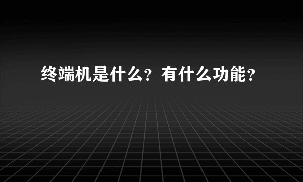 终端机是什么？有什么功能？