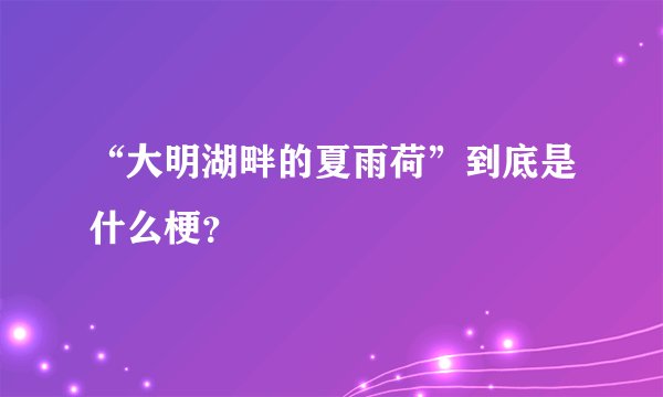 “大明湖畔的夏雨荷”到底是什么梗？