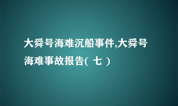 大舜号海难沉船事件,大舜号海难事故报告( 七 )