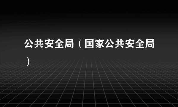 公共安全局（国家公共安全局）