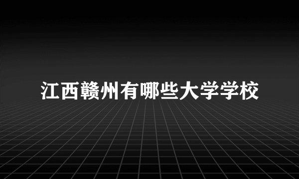 江西赣州有哪些大学学校