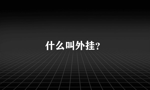什么叫外挂？
