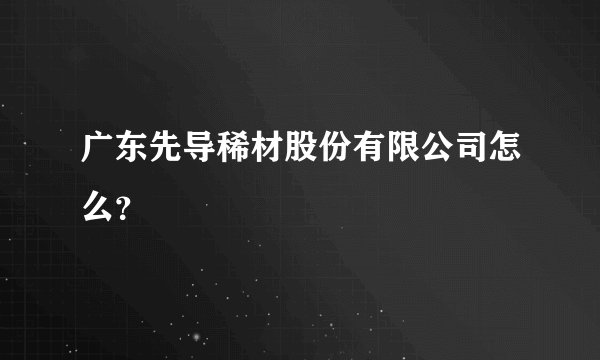 广东先导稀材股份有限公司怎么？
