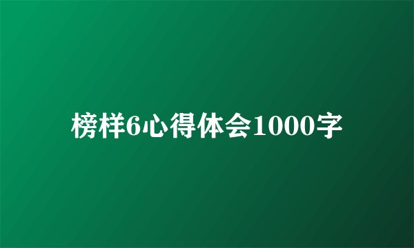 榜样6心得体会1000字