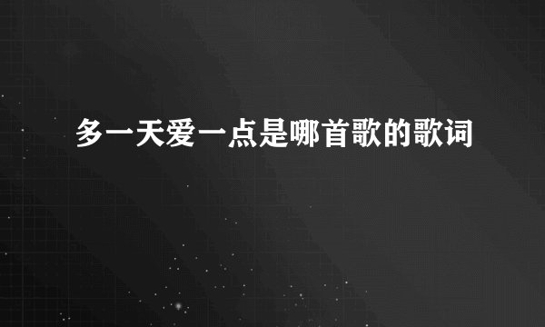 多一天爱一点是哪首歌的歌词