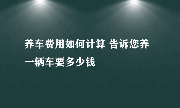 养车费用如何计算 告诉您养一辆车要多少钱
