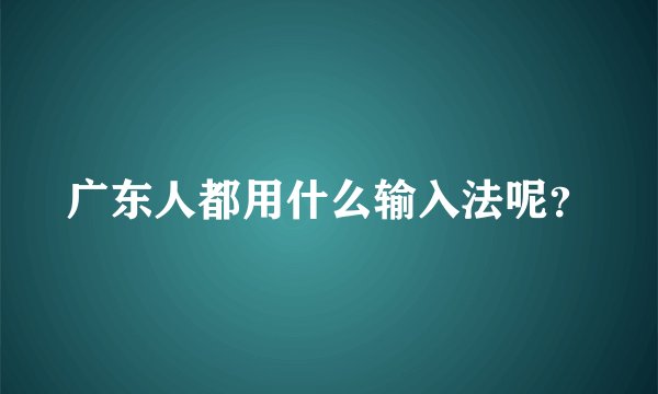 广东人都用什么输入法呢？