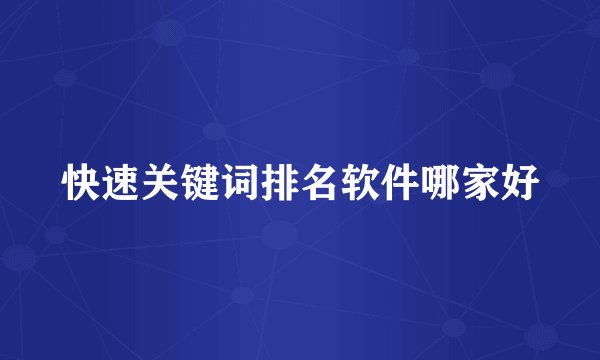快速关键词排名软件哪家好