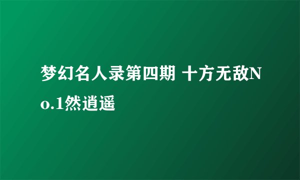 梦幻名人录第四期 十方无敌No.1然逍遥