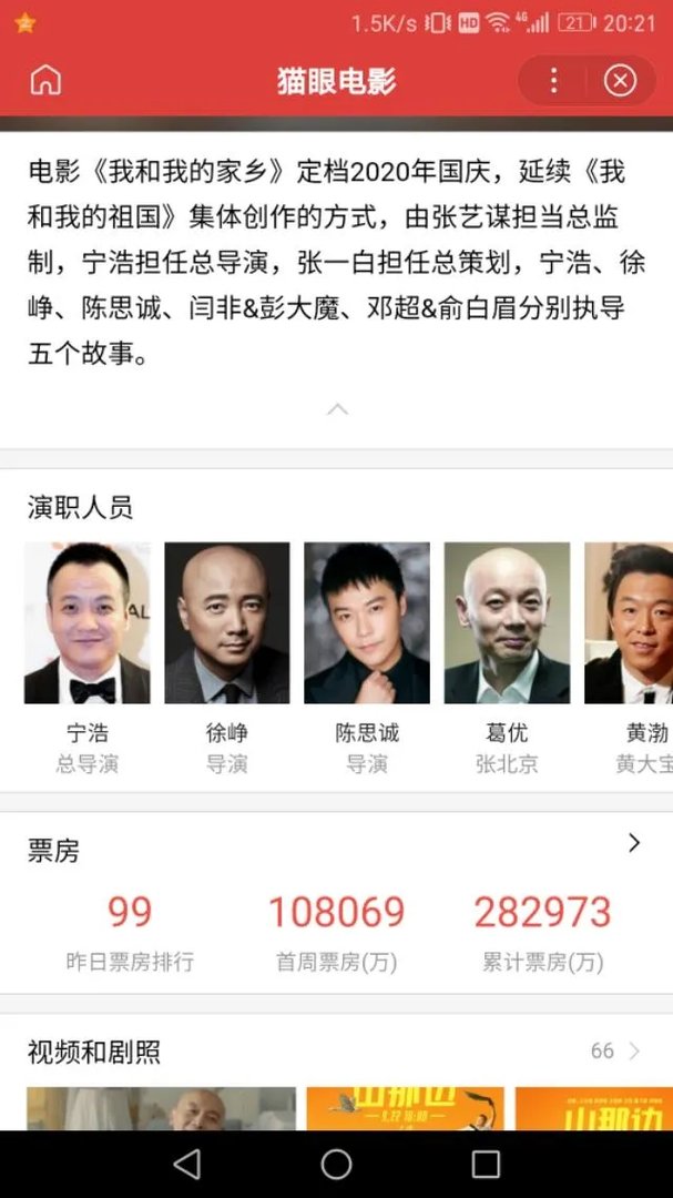 我和我的家乡电影票房？