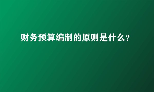 财务预算编制的原则是什么?
