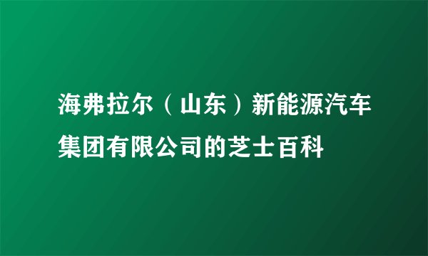 海弗拉尔（山东）新能源汽车集团有限公司的芝士百科